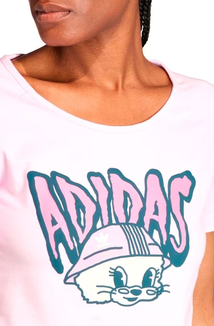 Camiseta Adidas Cropped Graphic Baby Rosa - NewSkull