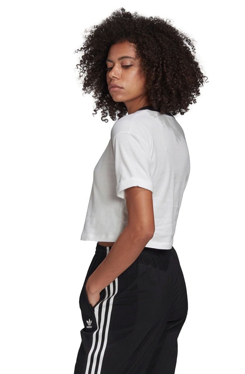 Camiseta ADIDAS Cropped Trefoil Branca/Preta - NewSkull