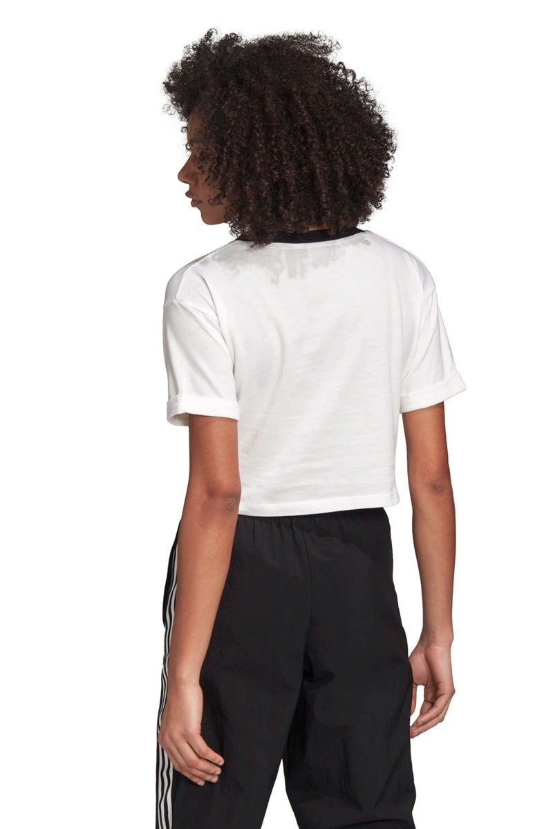 Camiseta ADIDAS Cropped Trefoil Branca/Preta - NewSkull