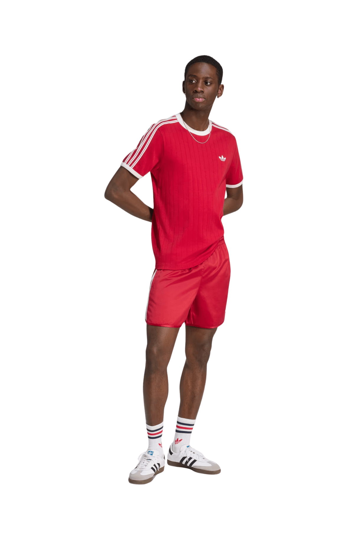 Camiseta Adidas Drop Needle 3-Stripes Vermelho/Branco - NewSkull