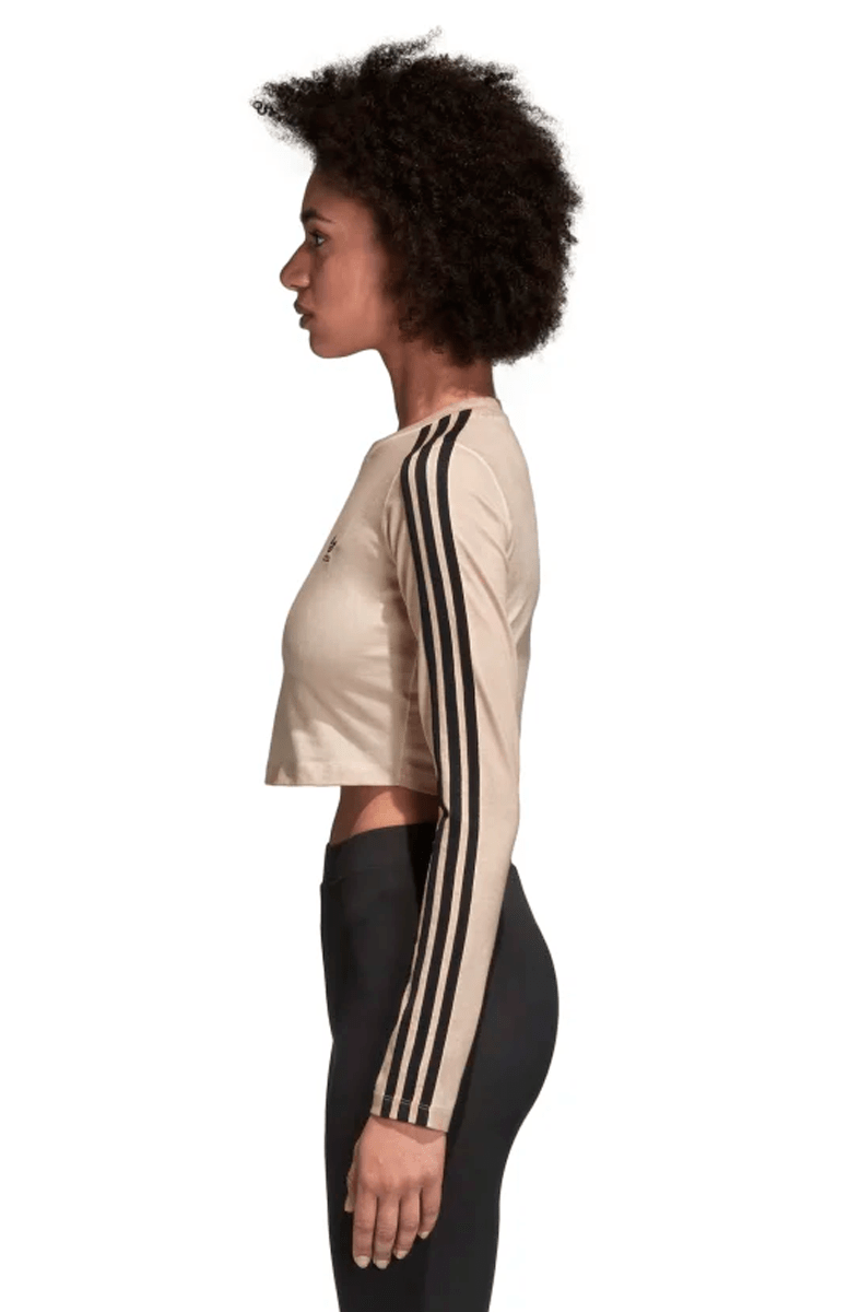 CAMISETA ADIDAS FEMININA CROPPED MANGA LONGA BEGE - NewSkull