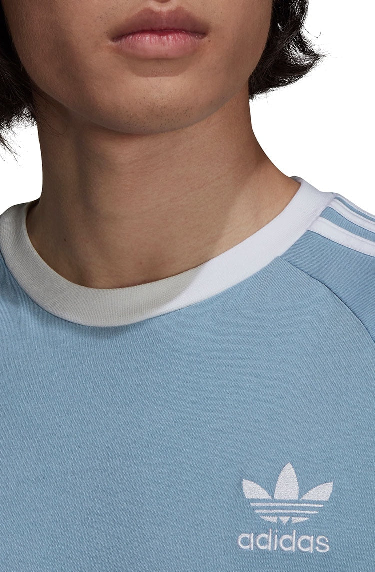Camiseta Adidas Manga Longa Adicolor Classics 3 - Stripes Azul/Branca - NewSkull
