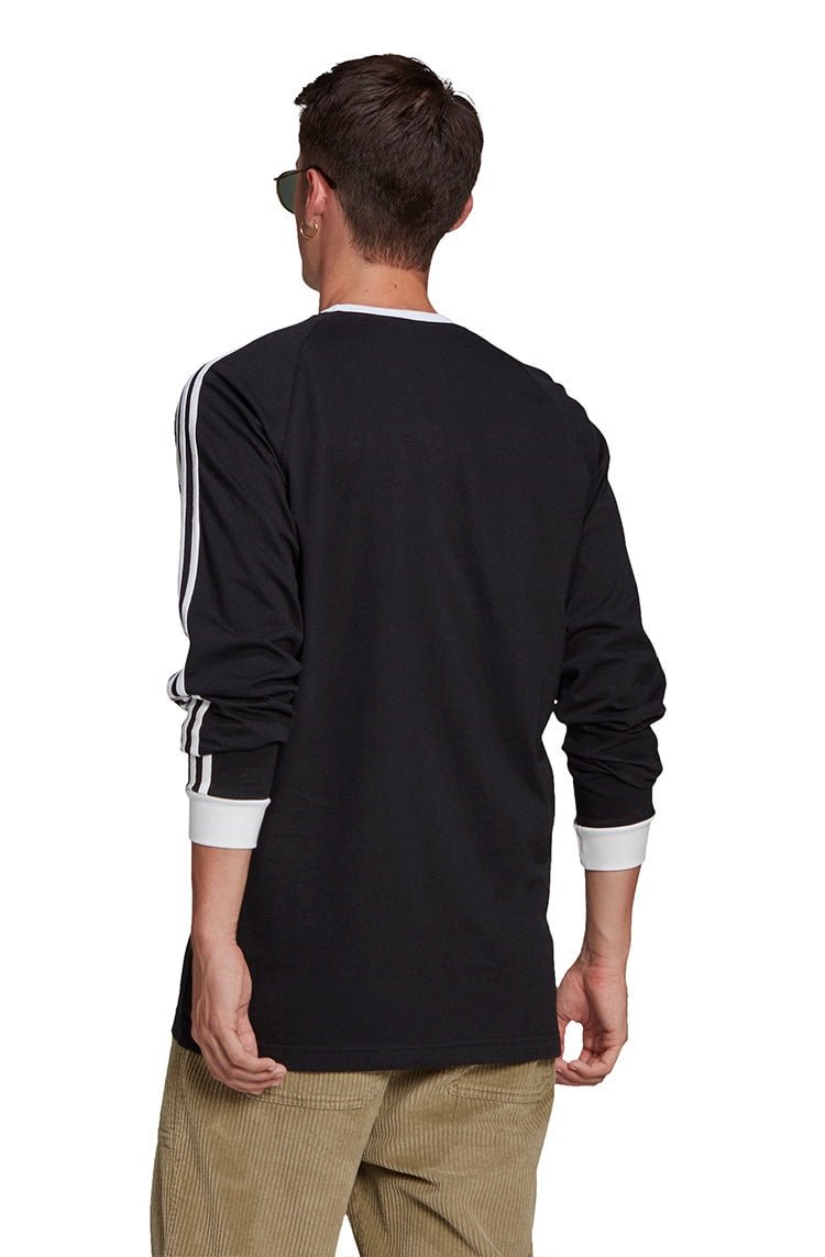 Camiseta Adidas Manga Longa Adicolor Classics 3 - Stripes Preta/Branca - NewSkull