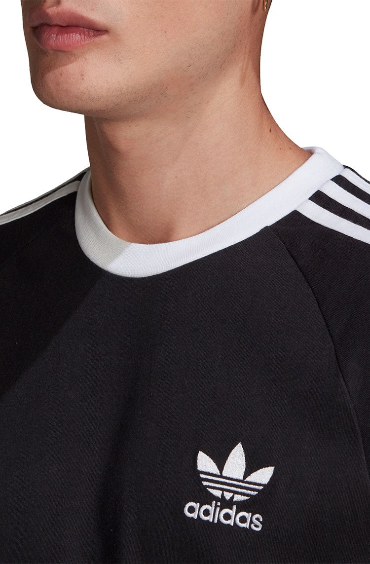 Camiseta Adidas Manga Longa Adicolor Classics 3 - Stripes Preta/Branca - NewSkull