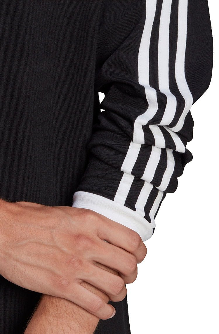 Camiseta Adidas Manga Longa Adicolor Classics 3 - Stripes Preta/Branca - NewSkull