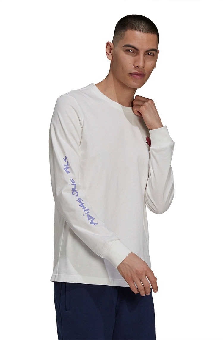 Camiseta Adidas Manga Longa Funny Dino Branca/Rosa - NewSkull