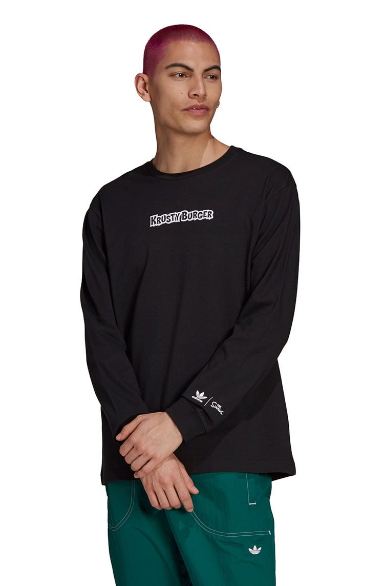 Camiseta Adidas Manga Longa The Simpsons Krusty Burger Long Sleeve Preta/Vermelha - NewSkull