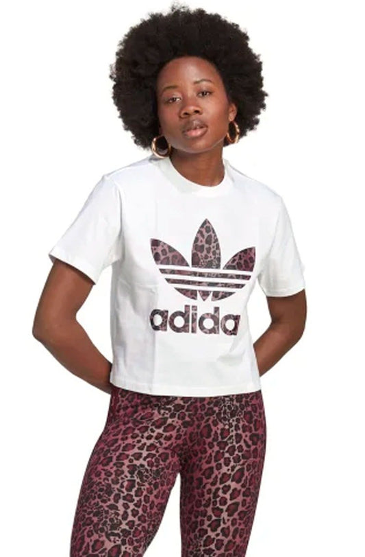 Camiseta Adidas Trefoil Logo Branco/Leopardo - NewSkull