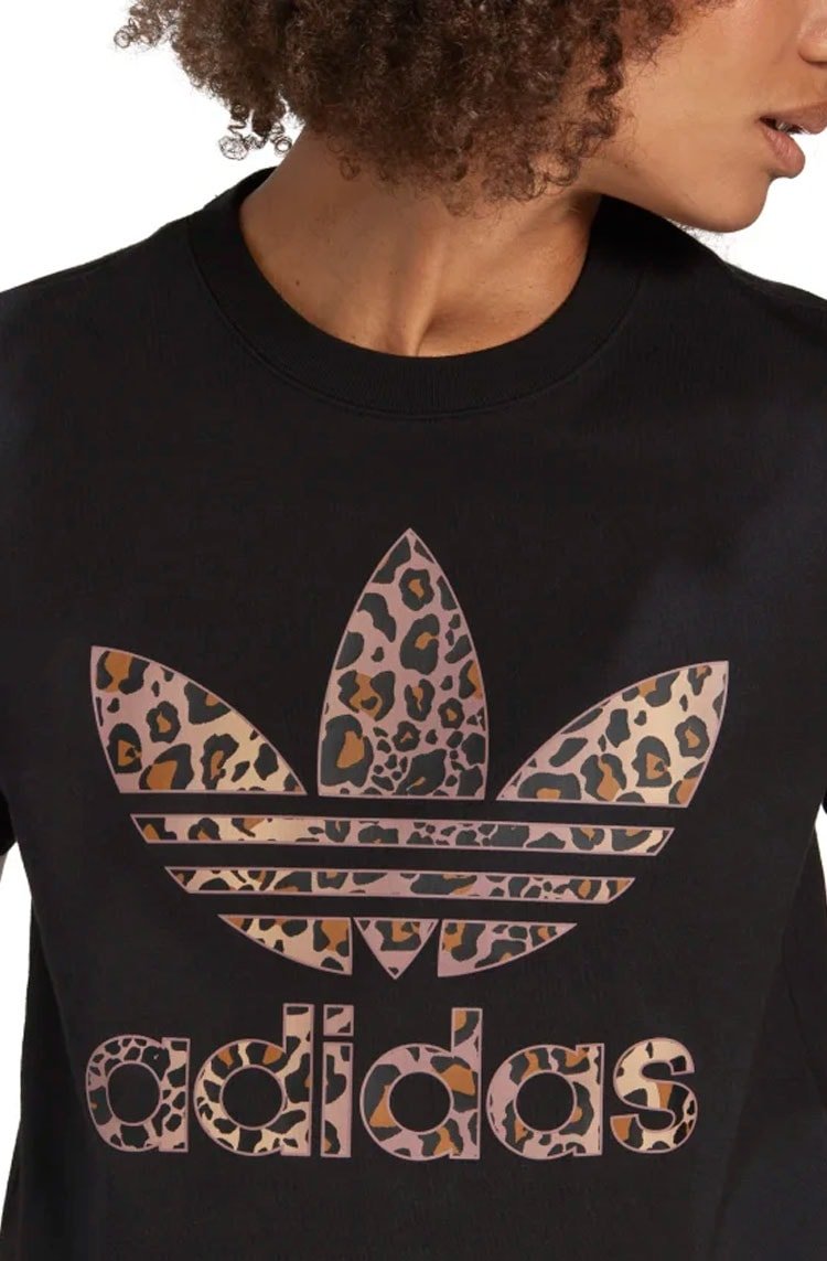 Camiseta Adidas Trefoil Logo Preto/Leopardo - NewSkull