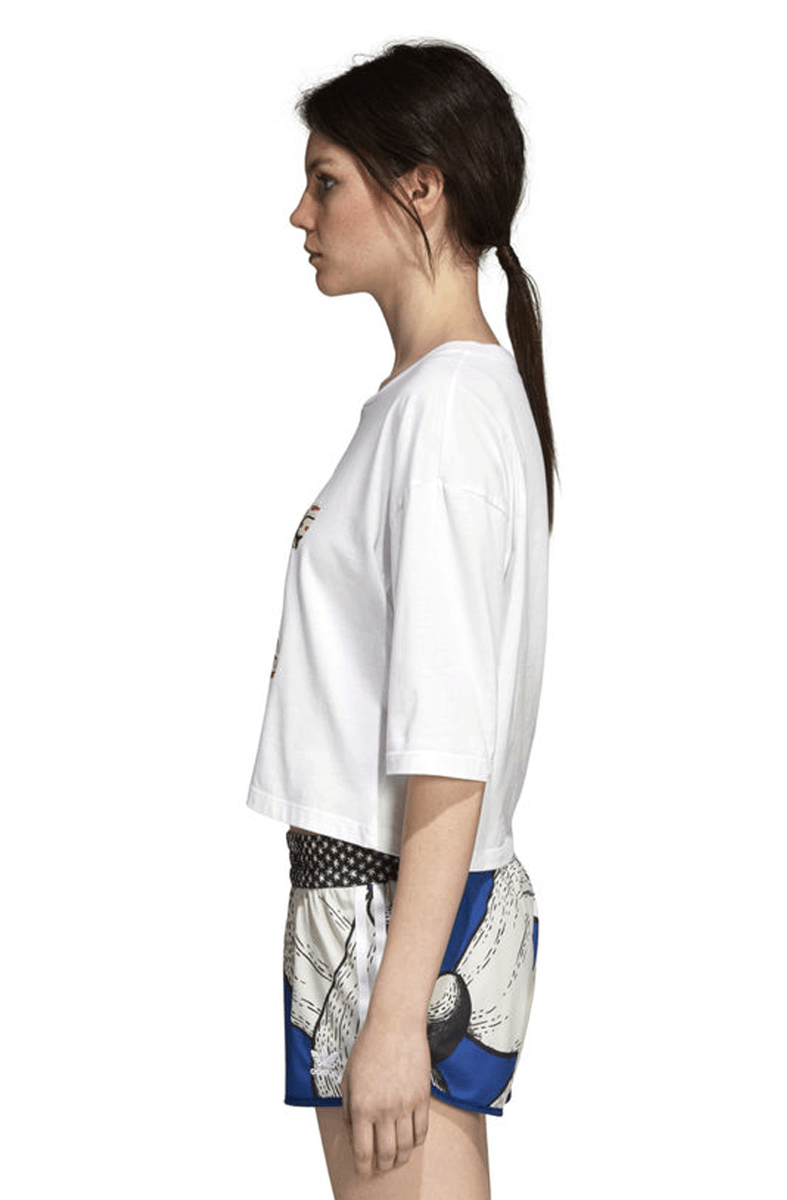 CAMISETA ADIDAS X FARM CROPED FEMININA BRANCA - NewSkull