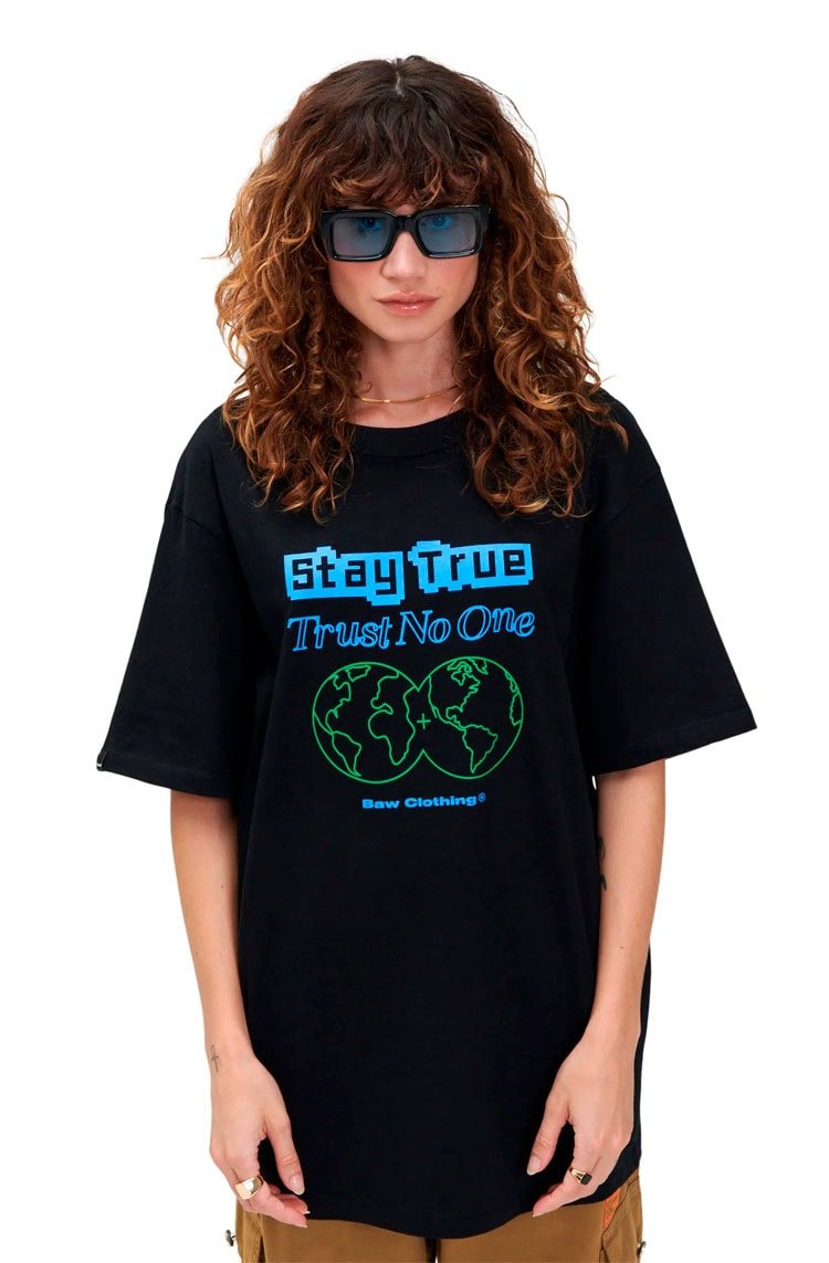 Camiseta Baw Regular Digital Trust Preto - NewSkull