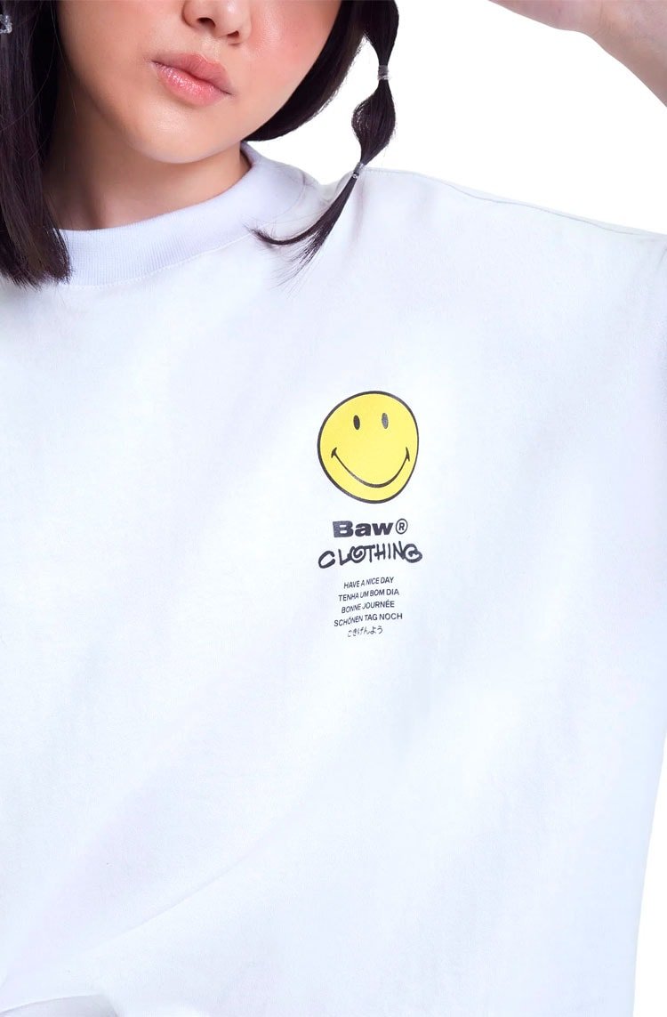 Camiseta Baw x Smiley Nice Day Branco - NewSkull