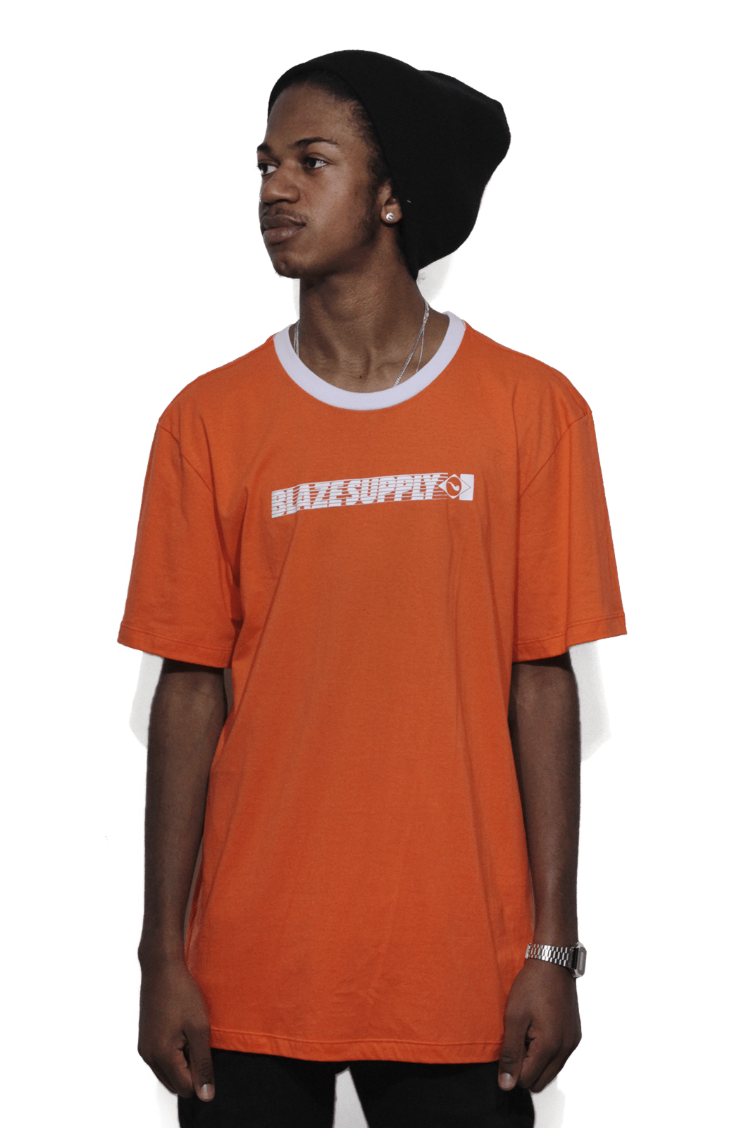 Camiseta Blaze Basica Stripes Flag Laranja - NewSkull