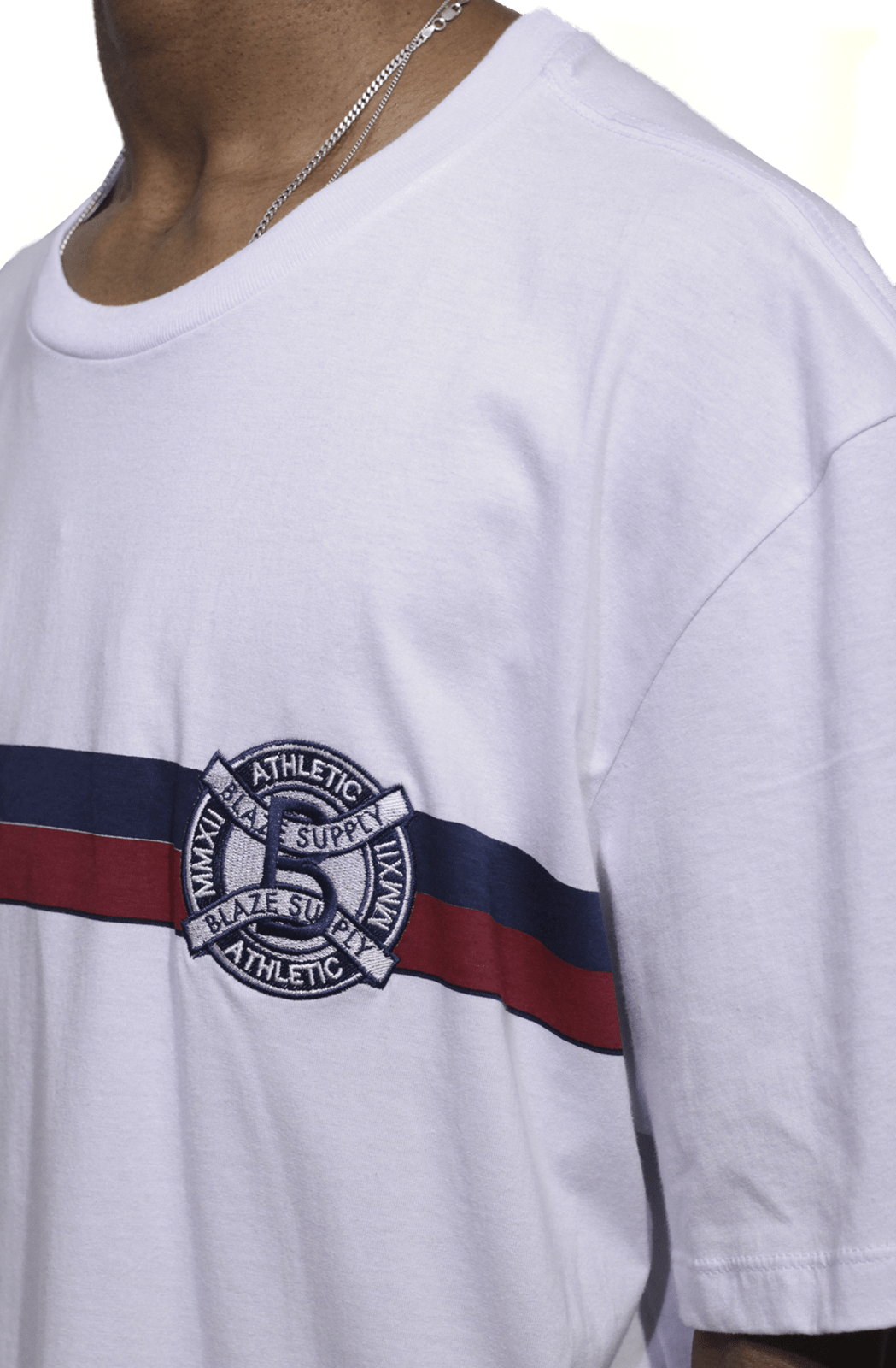 Camiseta Blaze Supply Basica Patch Stripes Branca - NewSkull