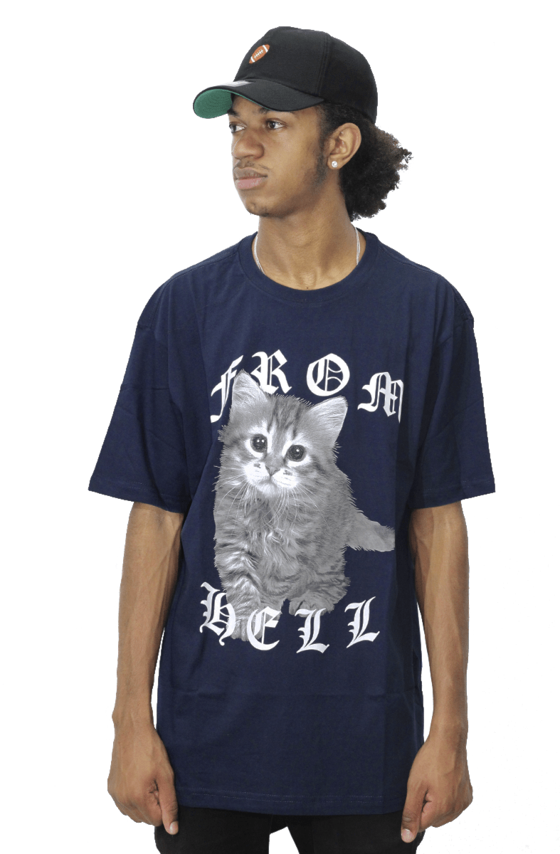 Camiseta Blunt Cat From Hell Azul - NewSkull