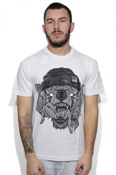 Camiseta Blunt Hungry Bear Branca - NewSkull