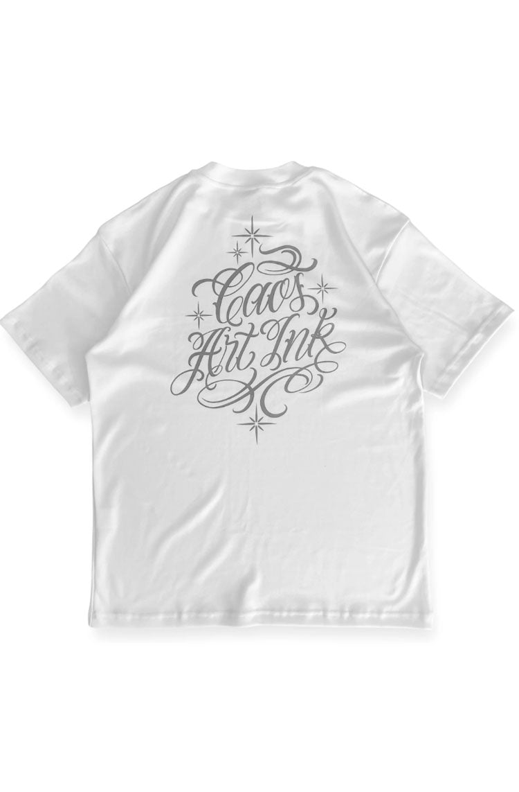 Camiseta Caos Art ink Cursiva Branco - NewSkull