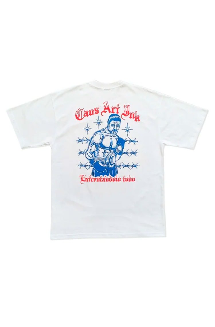 Camiseta Caos Art Ink ENFRENTÁDOLO Branco/Azul - NewSkull