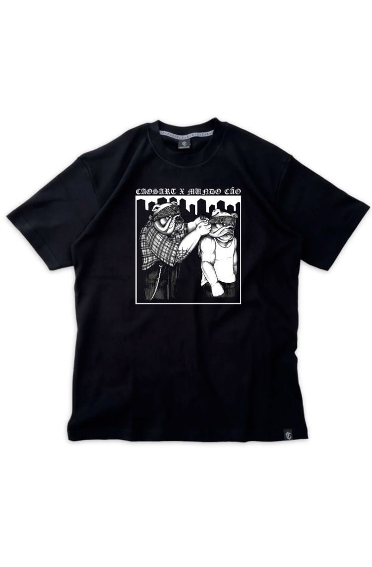 Camiseta Caos Art ink Mundo Cão Preto - NewSkull
