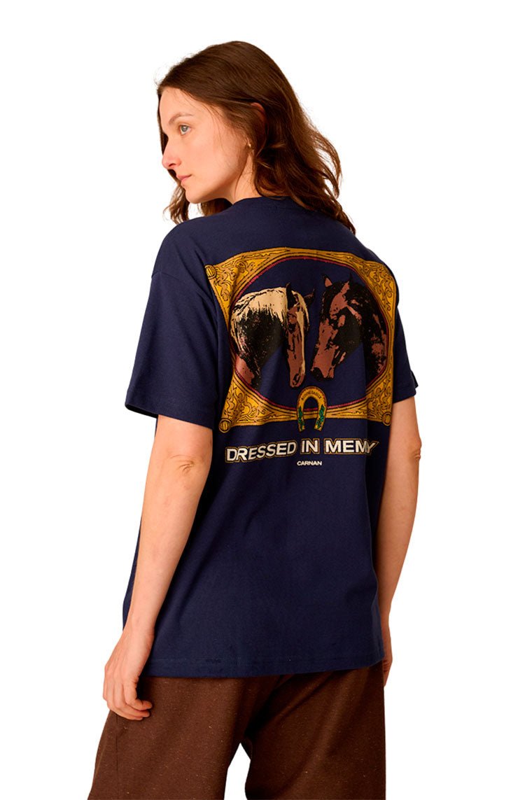 Camiseta CARNAN Horses Painting Heavy T-shirt Azul Marinho - NewSkull