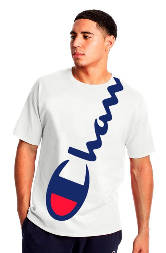 Camiseta Champion Crossed Ink Branco/Azul - NewSkull