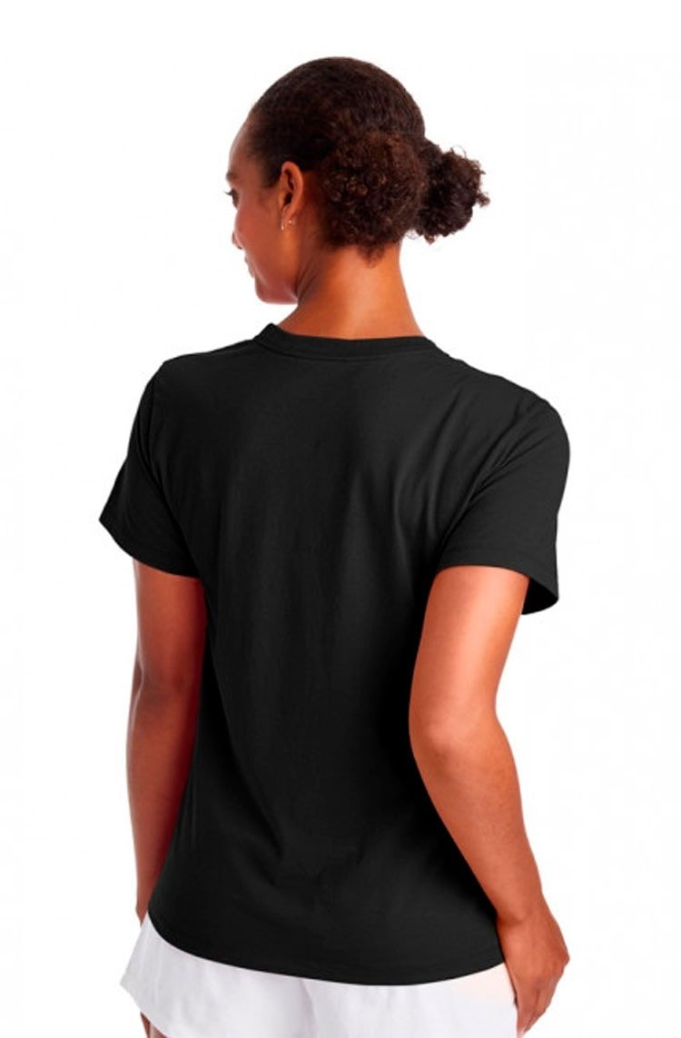 Camiseta Champion Feminina Classic Graphic Preto/Branco - NewSkull