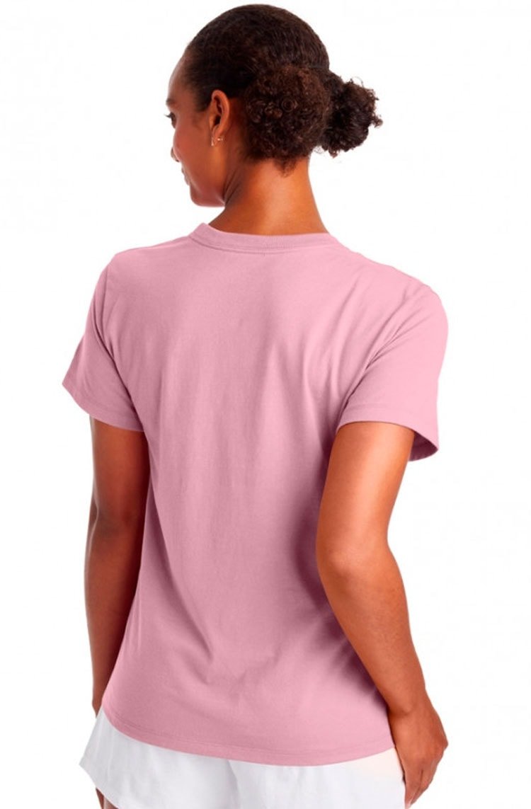 Camiseta Champion Feminina Logo Script Rosa - NewSkull