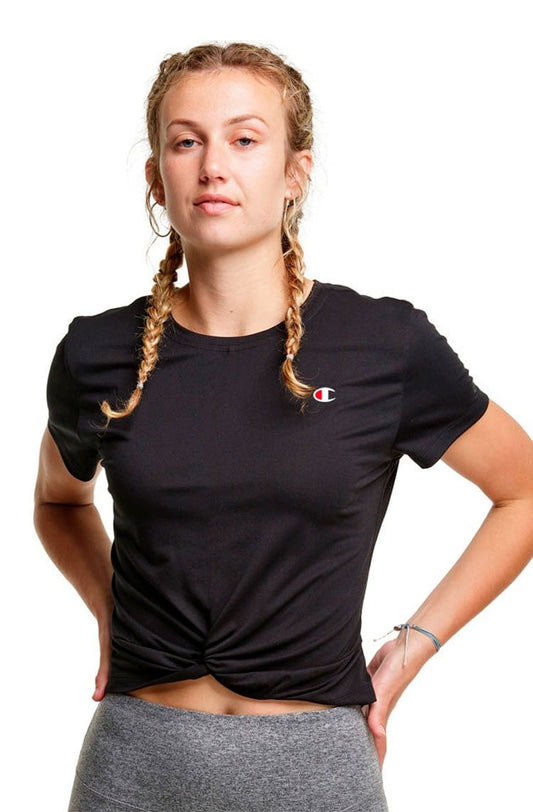 Camiseta Champion Feminina Sport Twist Tee Preto/Branco - NewSkull