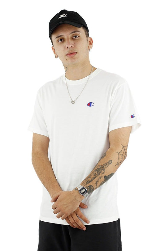 Camiseta Champion Logo Bordado C Pequeno Branca - NewSkull