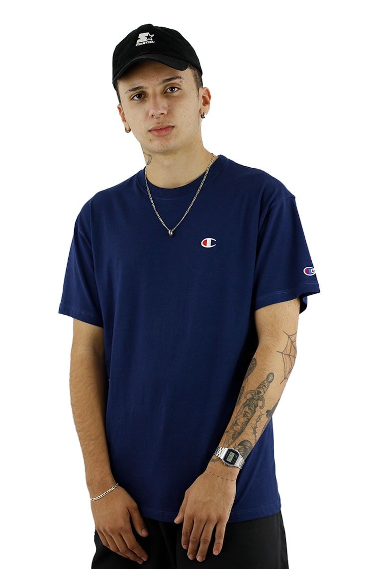 Camiseta Champion Logo Bordado C Pequeno Marinho - NewSkull