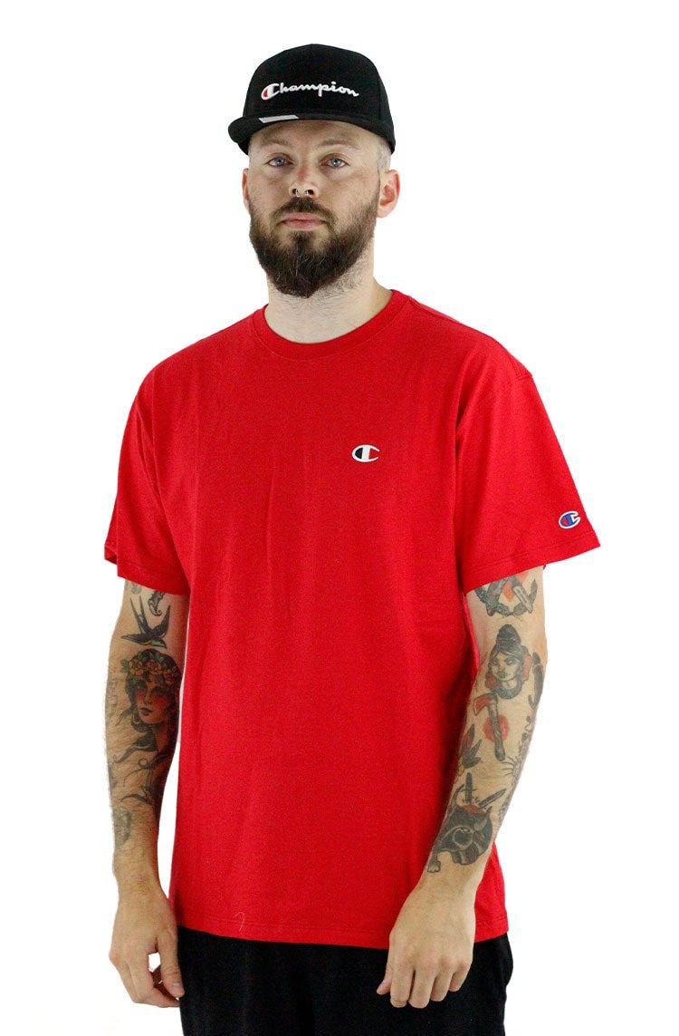 Camiseta Champion Logo Bordado C Pequeno Vermelha - NewSkull