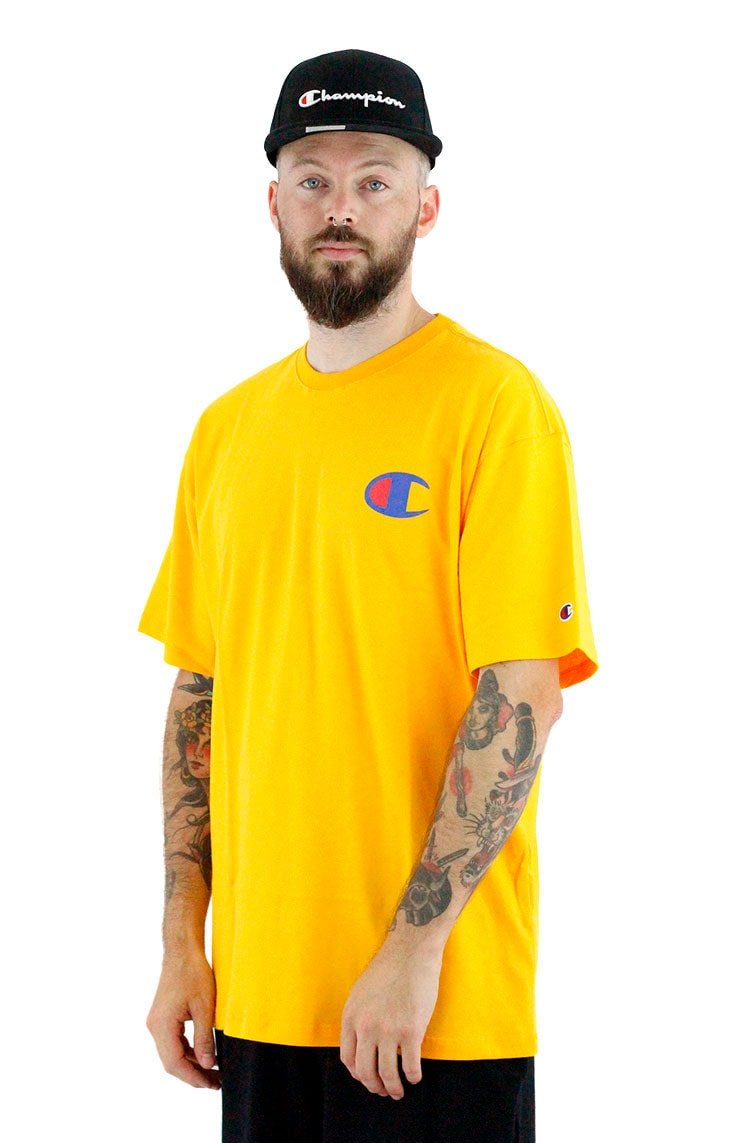 Camiseta Champion Logo C Ink Amarela - NewSkull