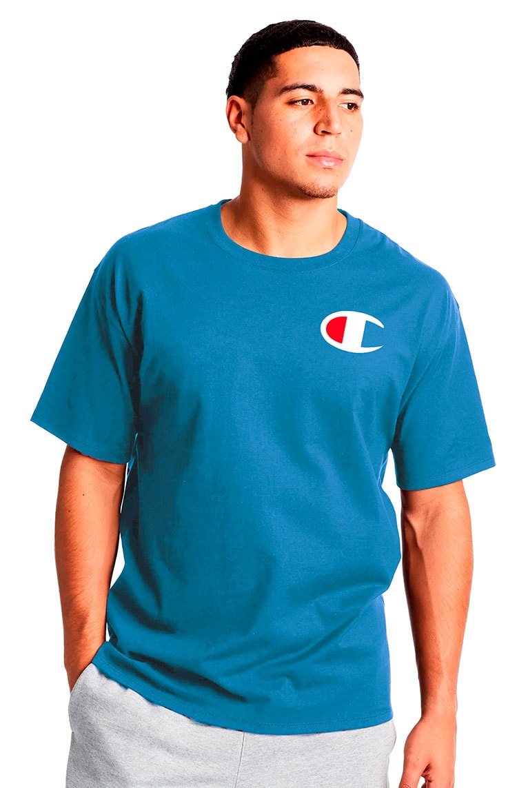 Camiseta Champion Logo C Ink Azul Medio - NewSkull