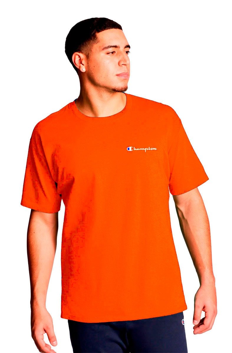 Camiseta Champion Logo Mini Script Ink Laranja - NewSkull