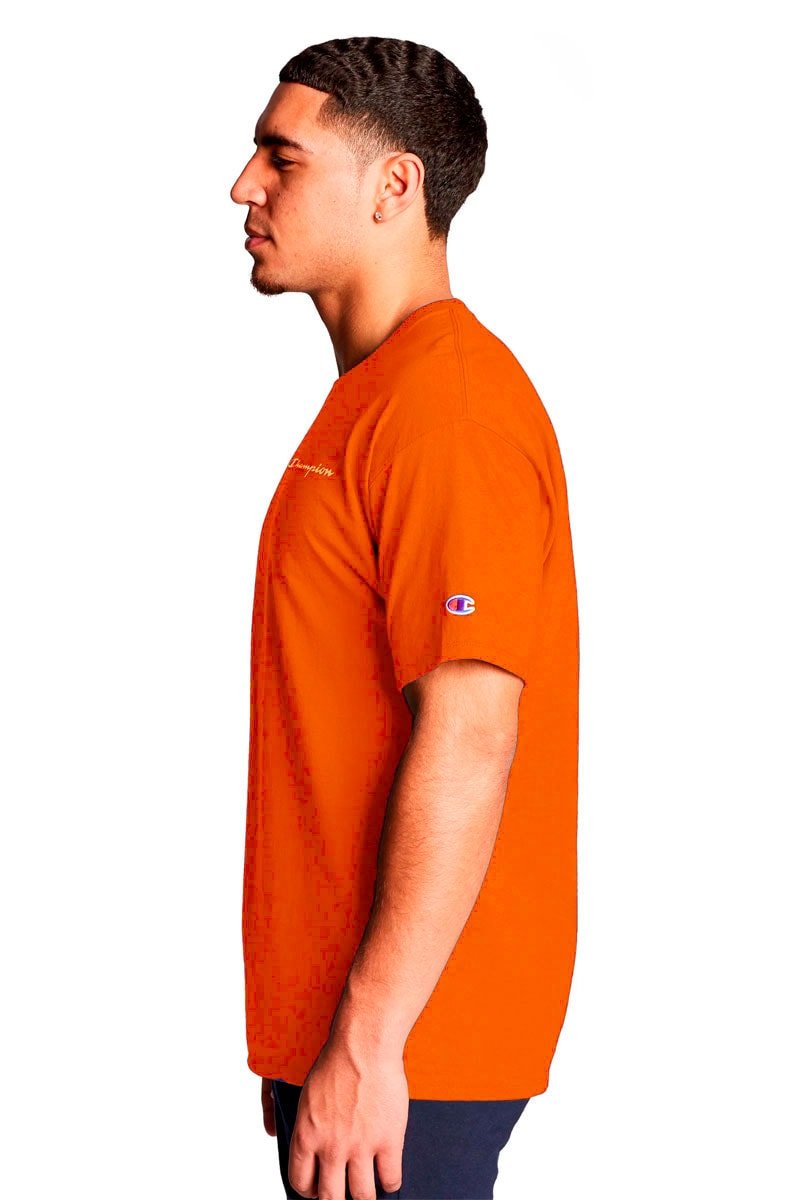 Camiseta Champion Logo Mini Script Ink Laranja - NewSkull