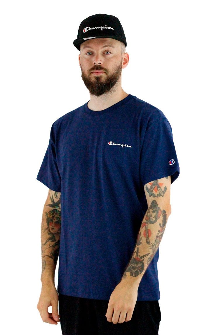 Camiseta Champion Logo Mini Script Ink Marinho - NewSkull