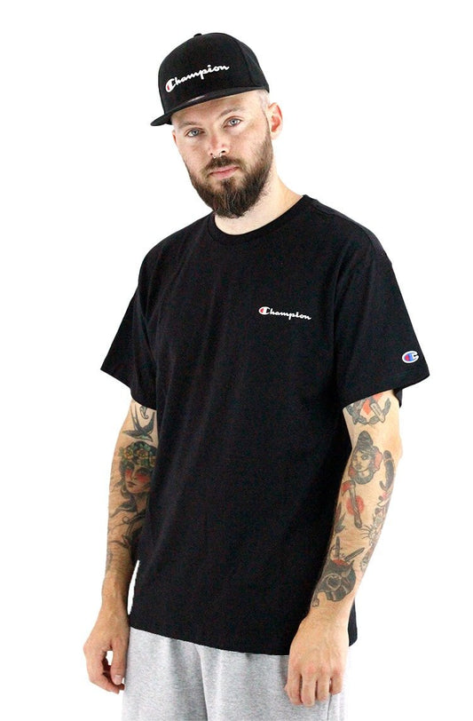 Camiseta Champion Logo Mini Script Ink Preta - NewSkull