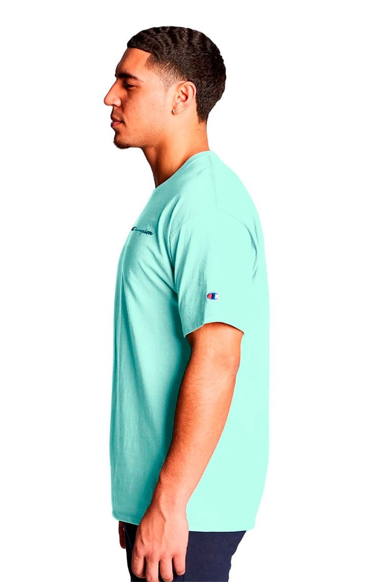 Camiseta Champion Logo Mini Script Ink Verde Menta - NewSkull