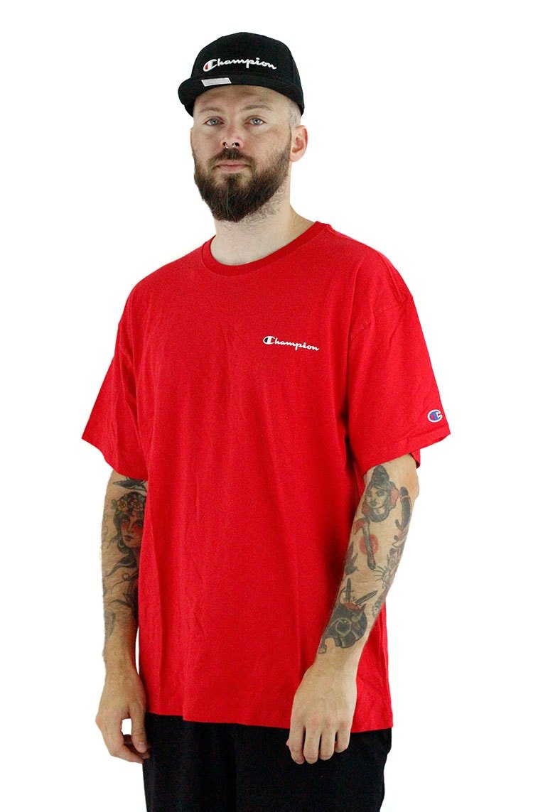 Camiseta Champion Logo Mini Script Ink Vermelha - NewSkull