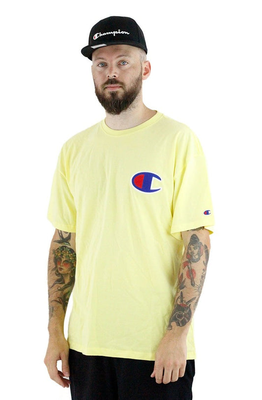 Camiseta Champion Logo Patch C Amarela Claro - NewSkull