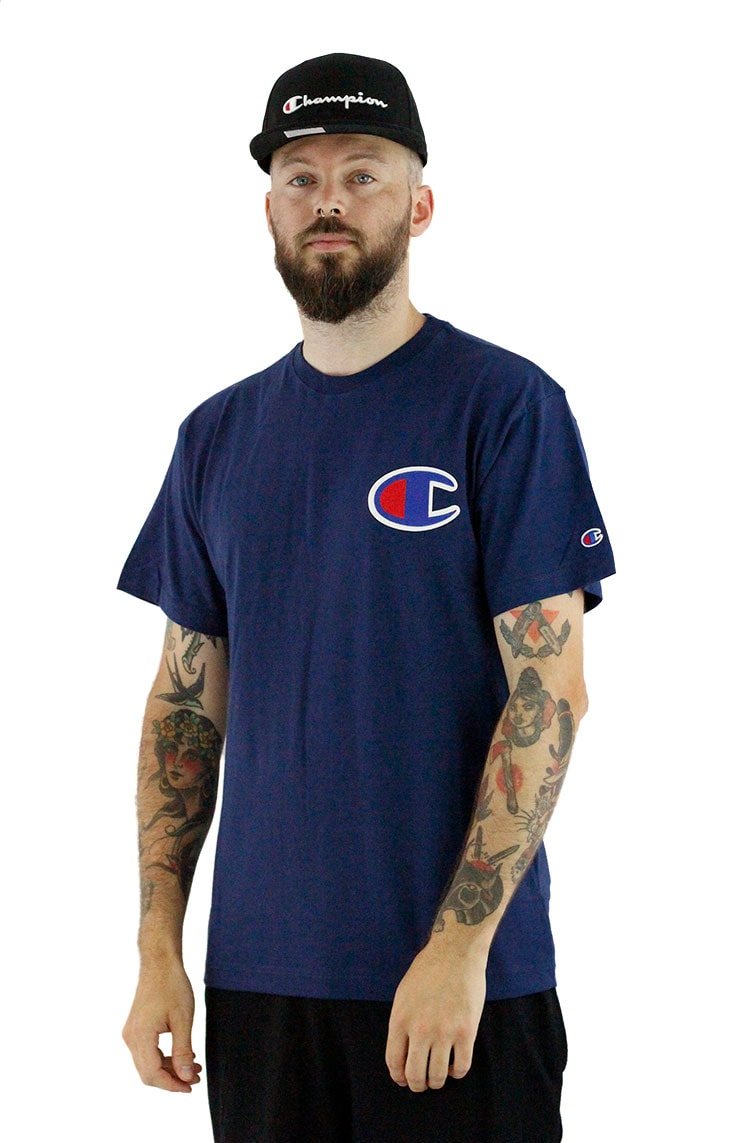 Camiseta Champion Logo Patch C Marinho - NewSkull