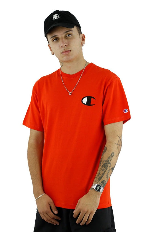 Camiseta Champion Logo Script Ink Laranja - NewSkull