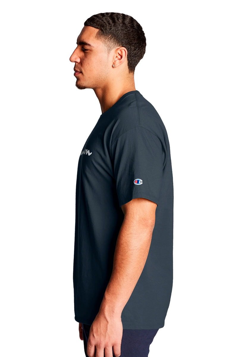 Camiseta Champion Logo Script Ink Marinho - NewSkull