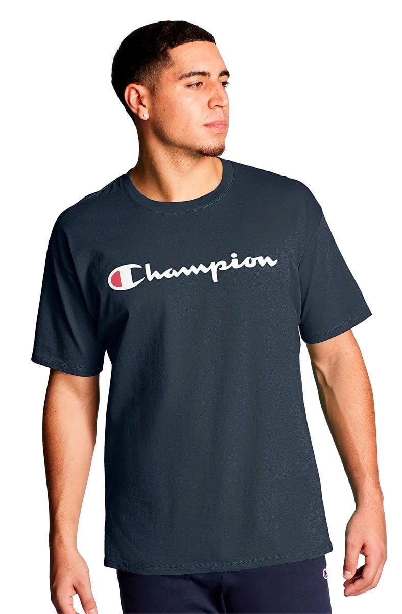 Camiseta Champion Logo Script Ink Marinho - NewSkull