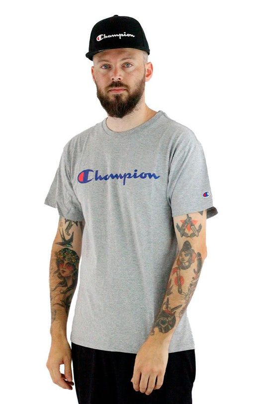 Camiseta Champion Logo Script Ink Mescla - NewSkull