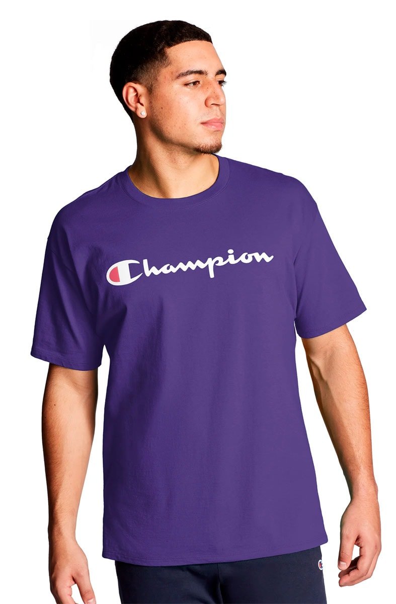 Camiseta Champion Logo Script Ink Roxa - NewSkull