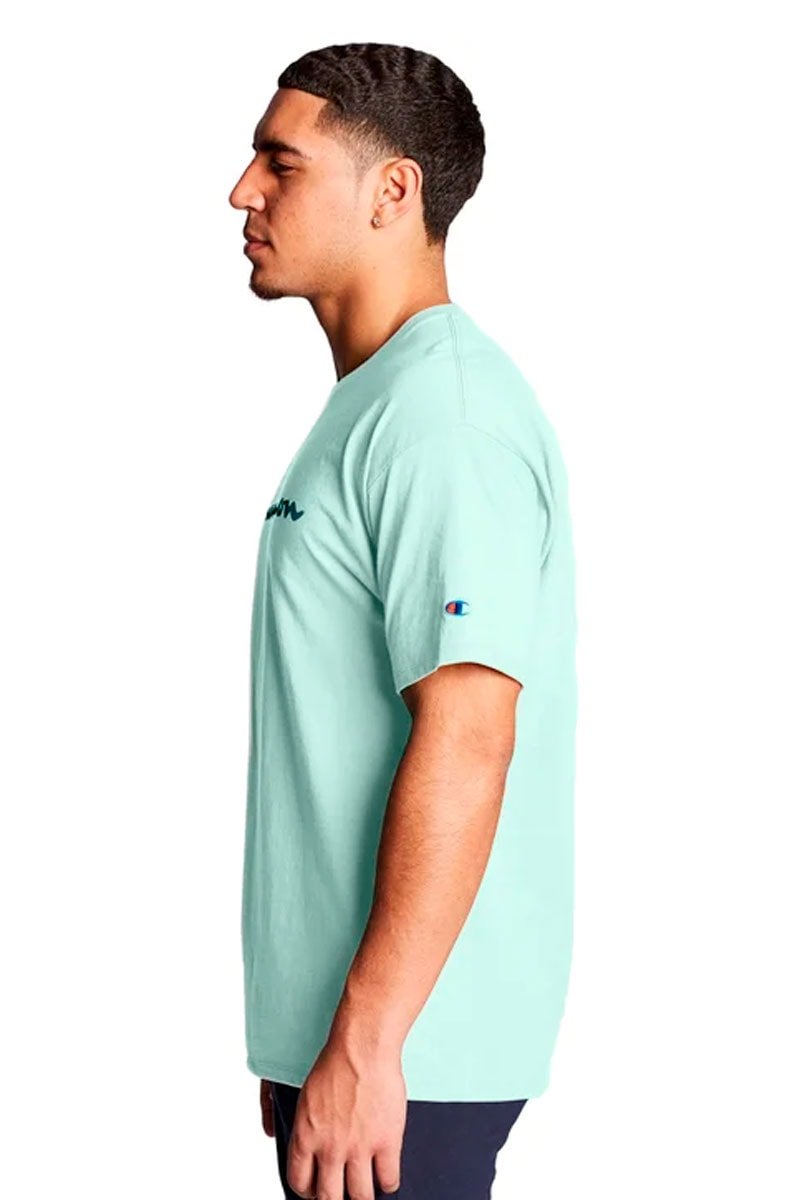 Camiseta Champion Logo Script Ink Verde Menta - NewSkull