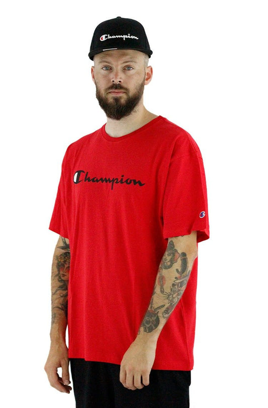 Camiseta Champion Logo Script Ink Vermelha - NewSkull