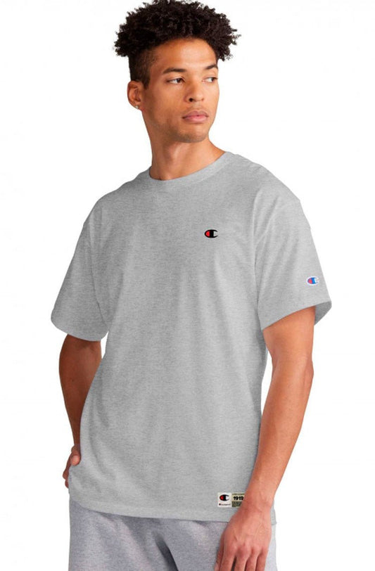 Camiseta Champion Malha Grossa C Logo Embroidery Color Cinza/Preto - NewSkull