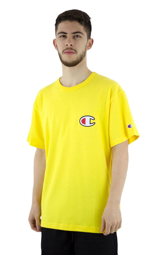 Camiseta Champion Malha Grossa C Patch Felt Amarelo/Branco - NewSkull